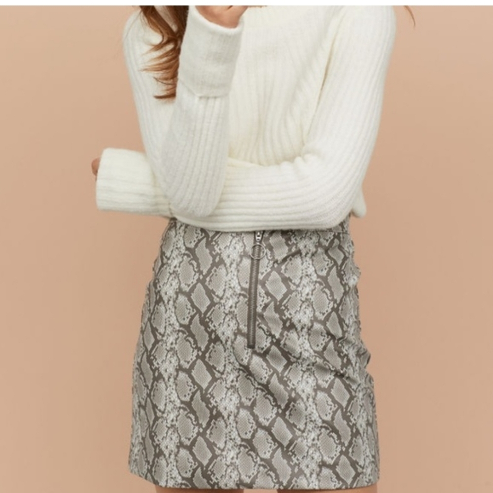 Divided by H&M Snake Print Faux Leather Mini Skirt Size 4